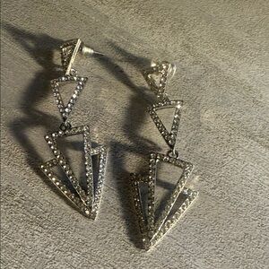 Chic Silver Triangle Drop Earrings